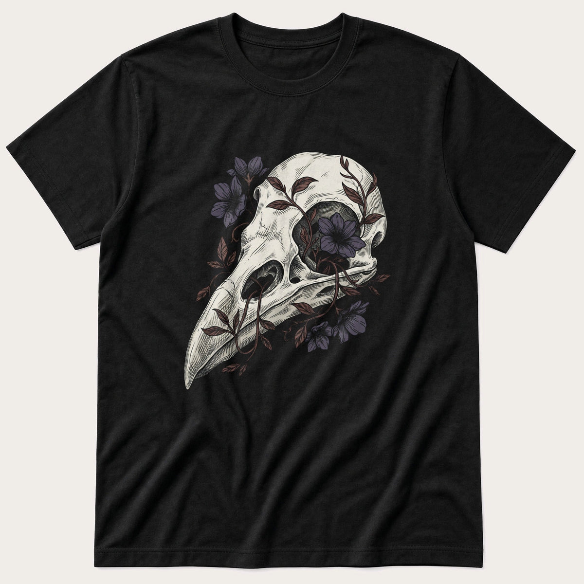 Bird Skull with Florals T-Shirt product image 1