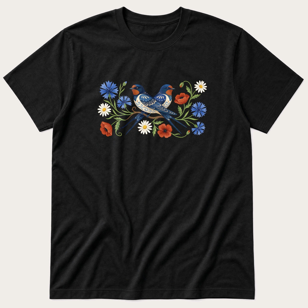 Folk Style Pair Of Swallows T-Shirt product image 2