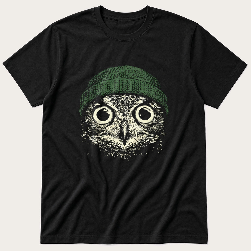 Green Beanie Owl T-Shirt