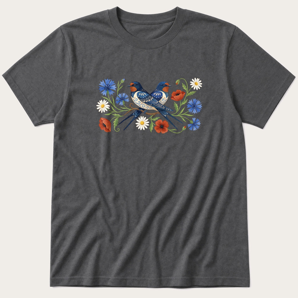 Folk Style Pair Of Swallows T-Shirt product image 3