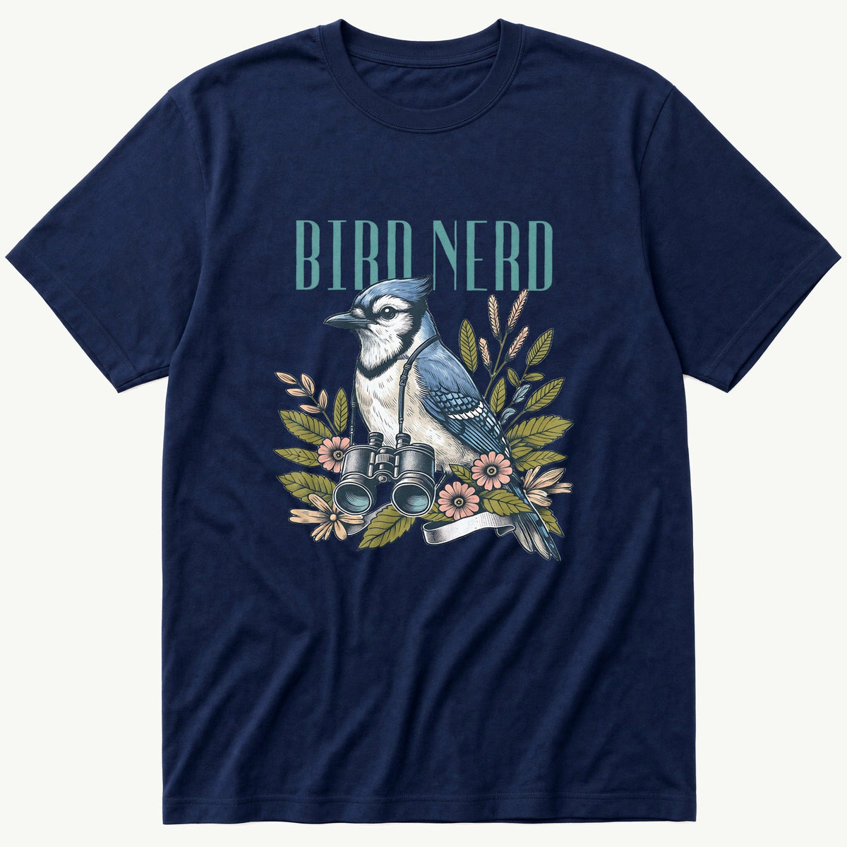 Bird Nerd Blue Jay Floral T-Shirt product image 1