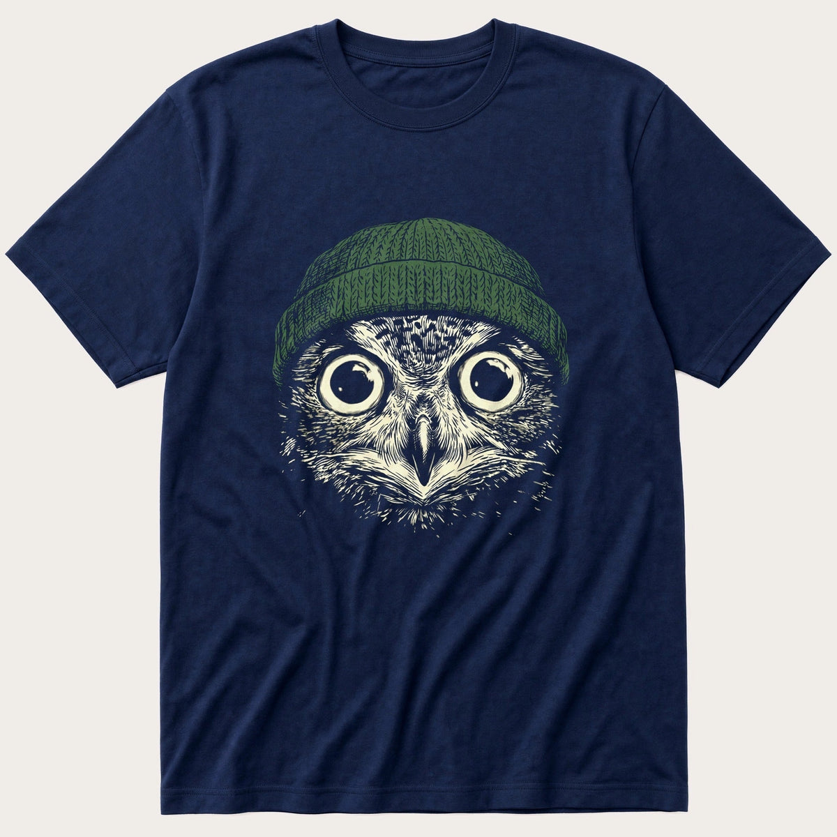 Green Beanie Owl T-Shirt